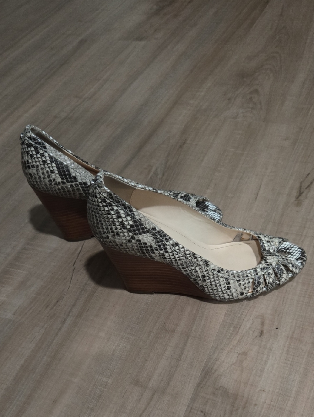 Calvin Klein Snake-Print Wedge Pumps in Black and White
